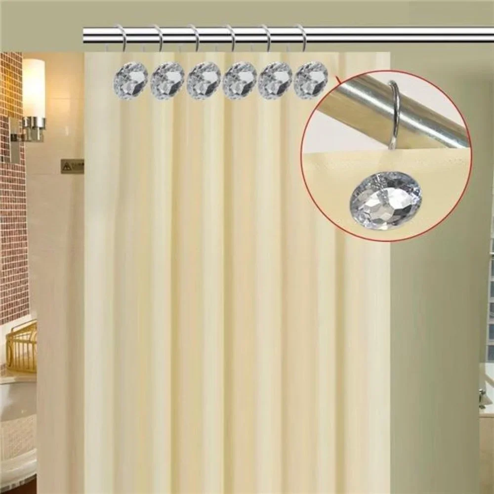 Set of 12  Shower Curtain Hooks Diamond Shape Shower Rings